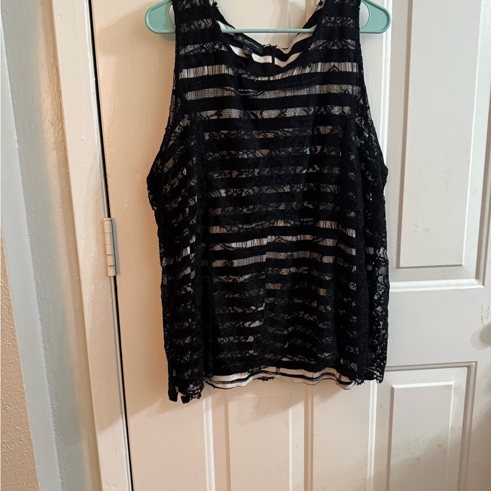 INC International Concepts Black Lace Tank Top